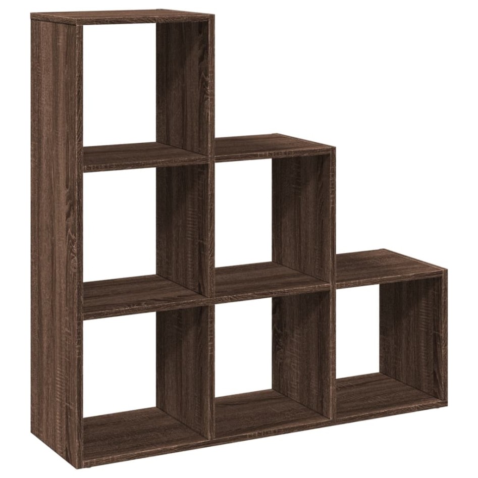 Librería divisor 3 niveles madera marrón roble 99x29x99