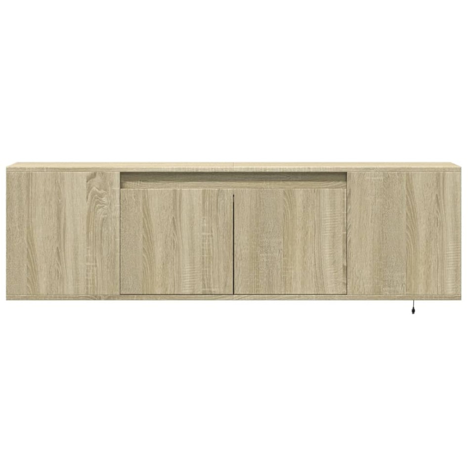 Mueble de TV de pared con luces LED roble Sonoma 135x31x39,5