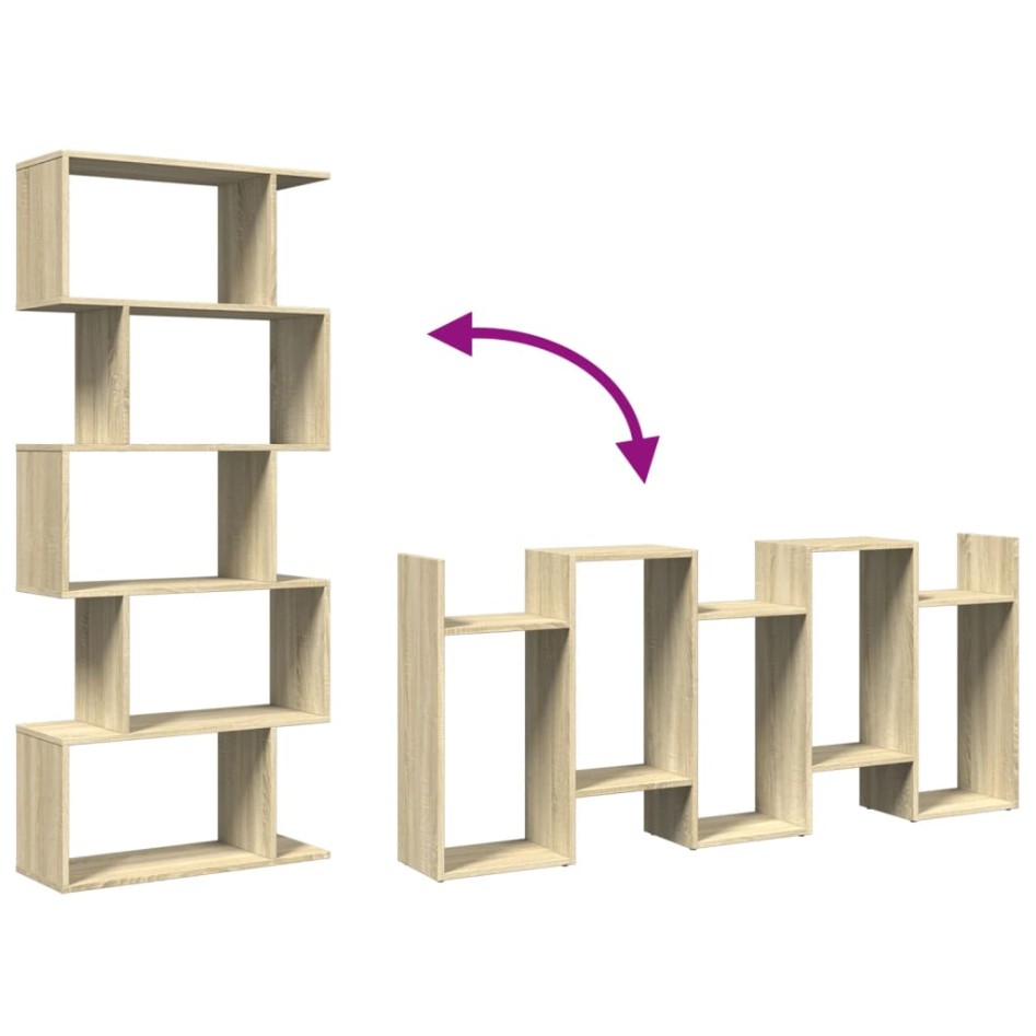 Librería divisora 5 niveles madera roble Sonoma 70x24x161