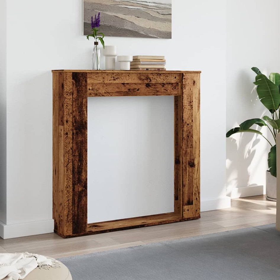 Borde de chimenea madera ingeniería envejecida 100x20x100