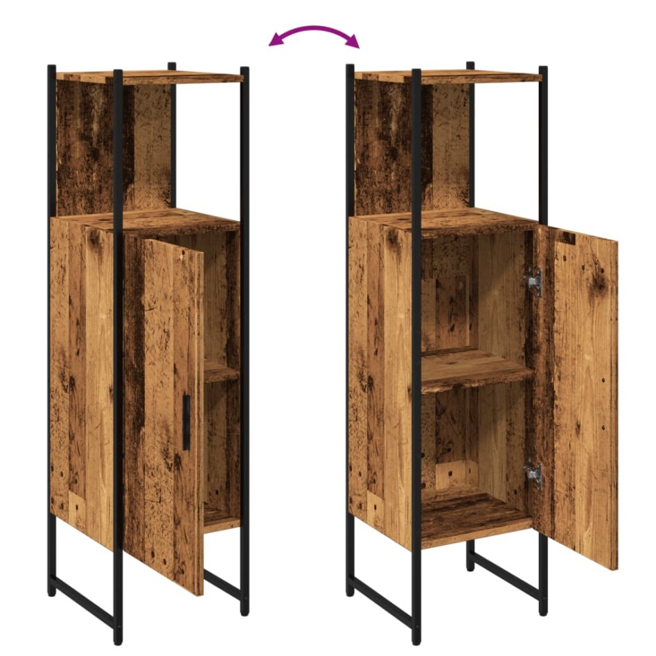 Armario de baño madera de ingeniería envejecida 33x33x120,5