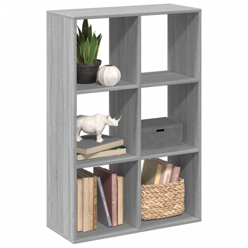 Librería divisor madera ingeniería gris Sonoma 69,5x29x103,5