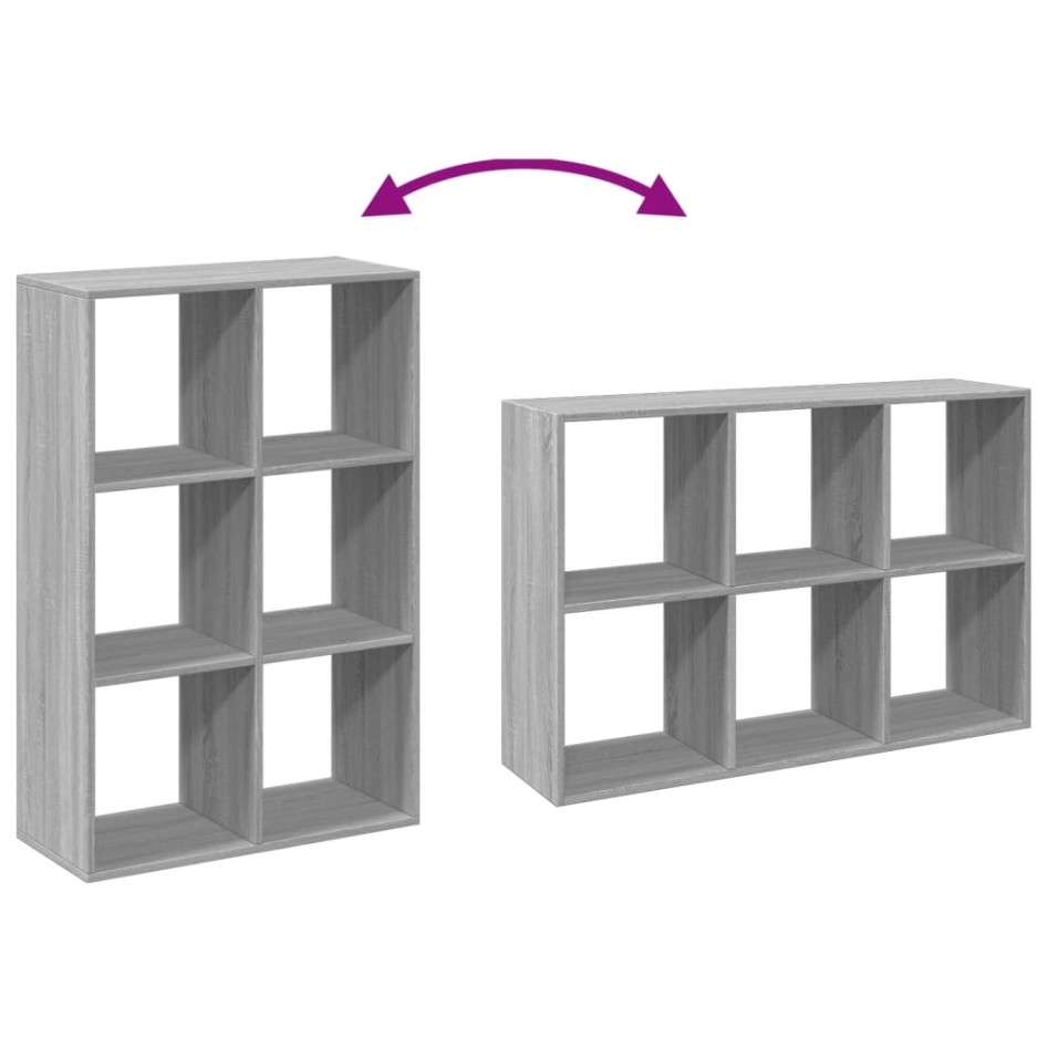 Librería divisor madera ingeniería gris Sonoma 69,5x29x103,5