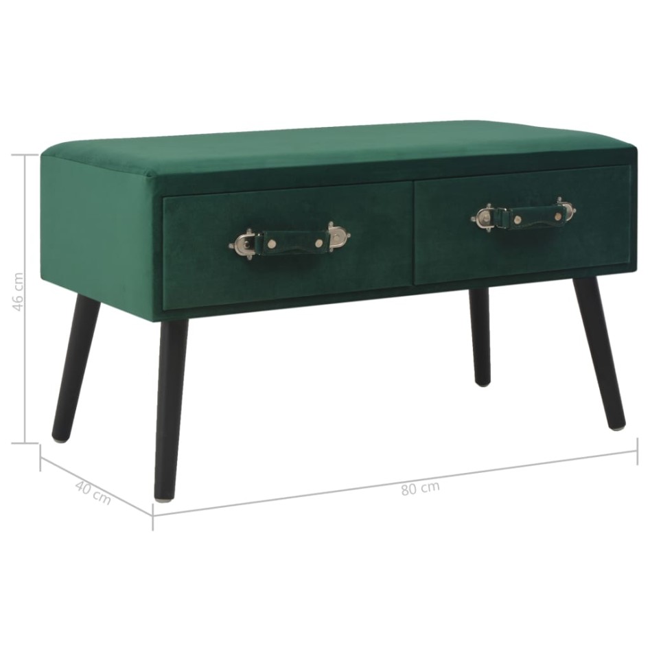Mesa de centro de terciopelo verde 80x40x46