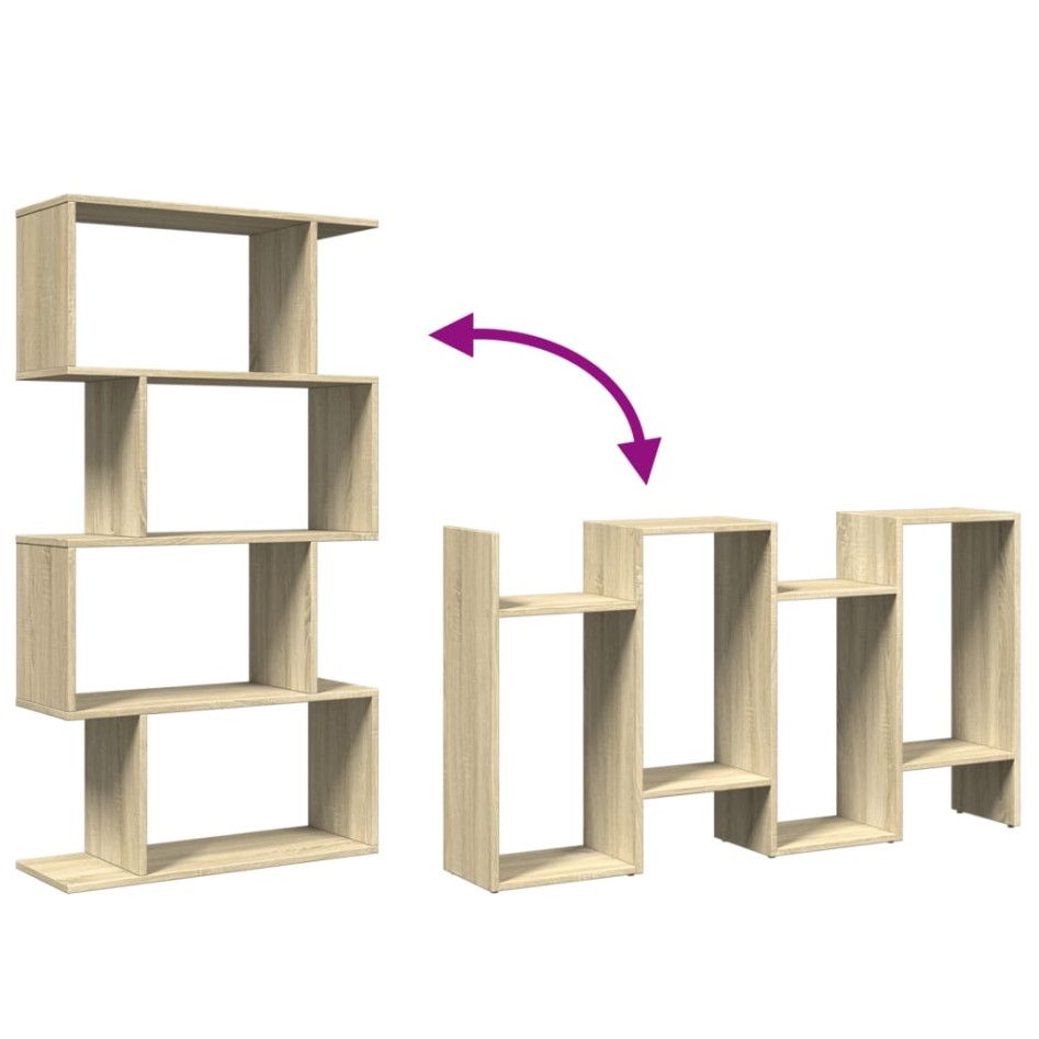 Librería divisora 4 niveles madera roble Sonoma 70x24x129