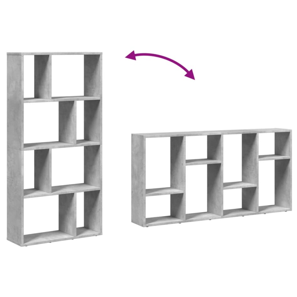 Estantería de madera de ingeniería gris hormigón 60x20x120