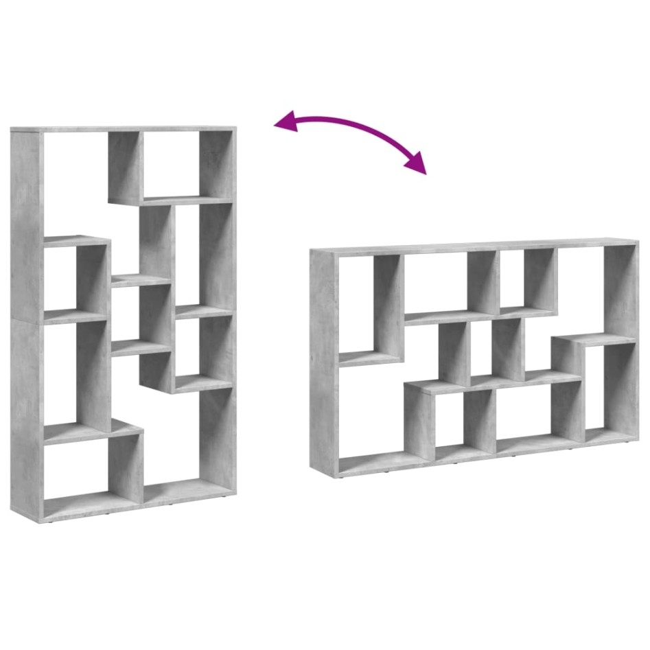 Estantería de madera de ingeniería gris hormigón 72x20x120