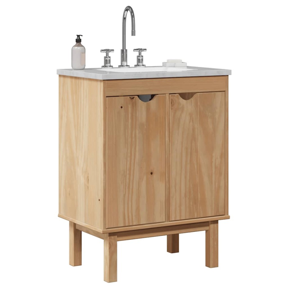 Mueble de lavabo de baño OTTA madera maciza de pino 59x40x80