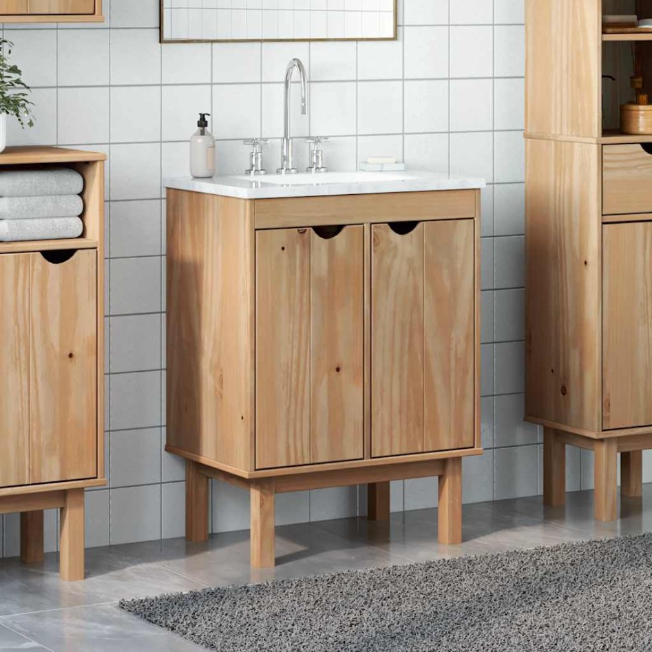 Mueble de lavabo de baño OTTA madera maciza de pino 59x40x80