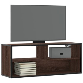 Mueble TV madera ingeniería y metal marrón roble 100x31x39,5
