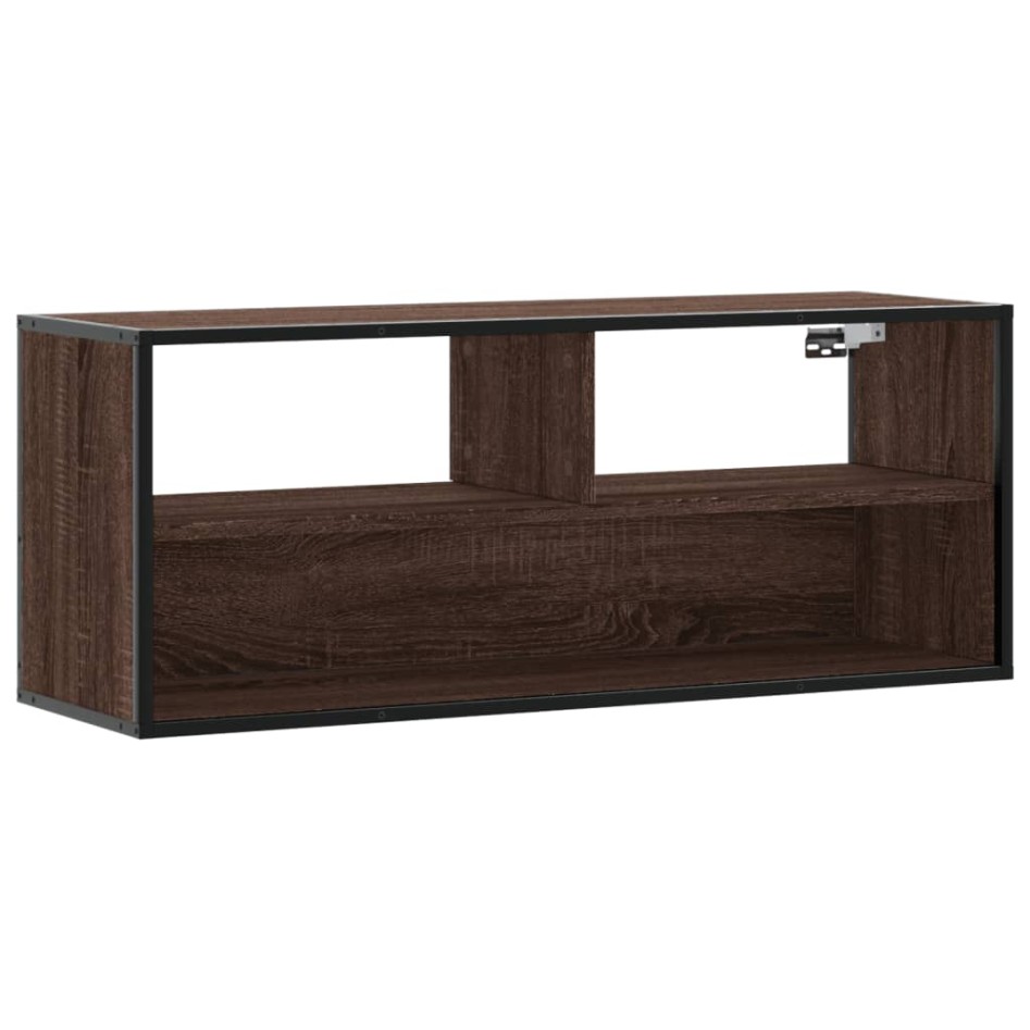 Mueble TV madera ingeniería y metal marrón roble 100x31x39,5