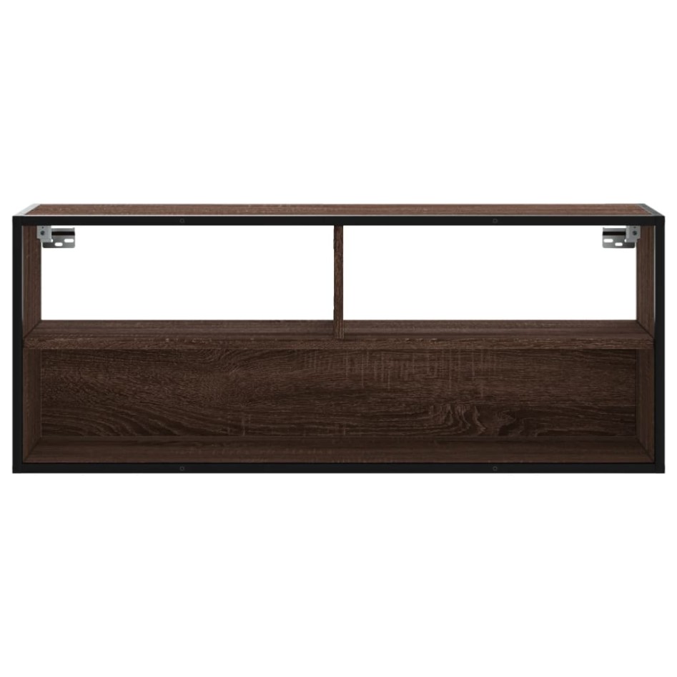 Mueble TV madera ingeniería y metal marrón roble 100x31x39,5