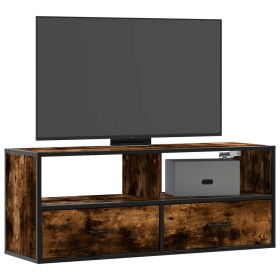 Mueble TV metal y madera contrachapada roble humo