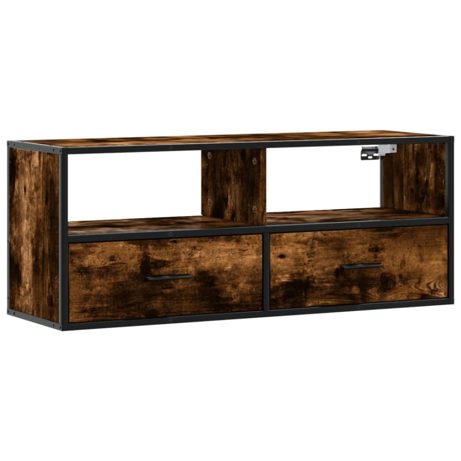 Mueble TV metal y madera contrachapada roble humo