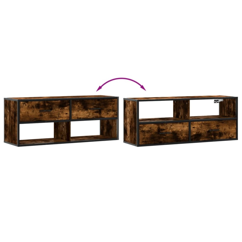 Mueble TV metal y madera contrachapada roble humo