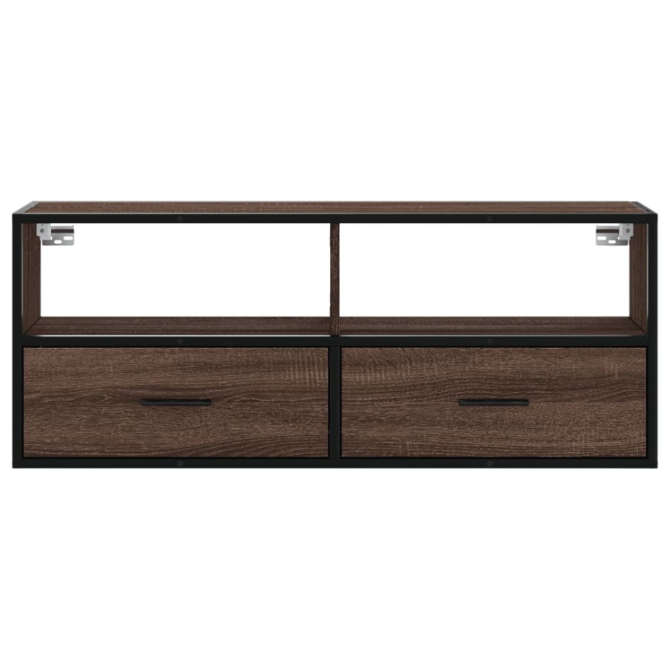 Mueble TV madera ingeniería y metal marrón roble 100x31x39,5