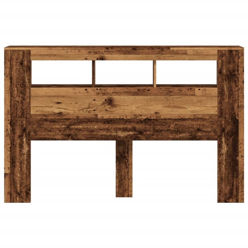 Cabecero con LED madera ingeniería envejecida 160x18,5x103,5