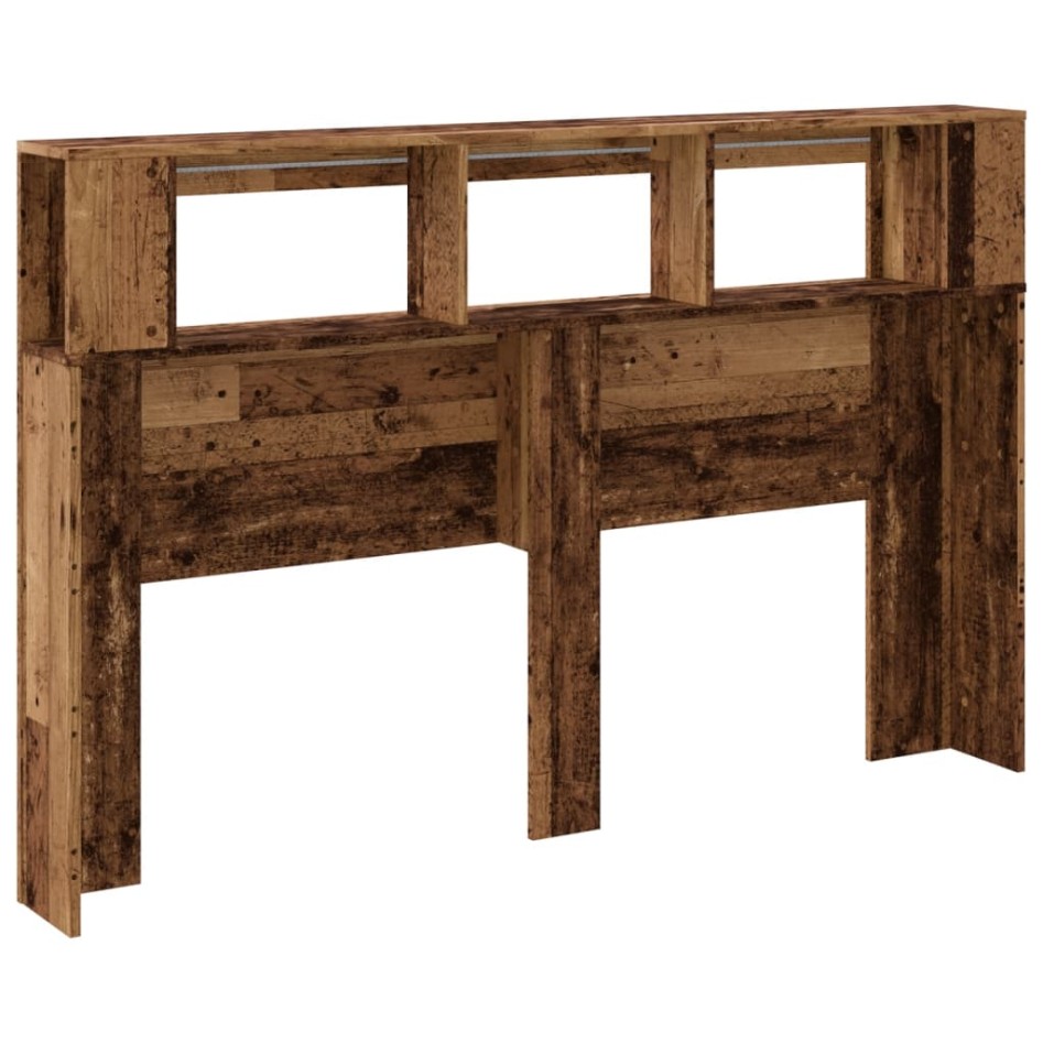 Cabecero con LED madera ingeniería envejecida 160x18,5x103,5