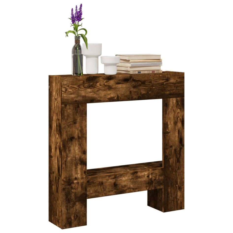 Borde de chimenea madera ingeniería roble ahumado 81x18x82