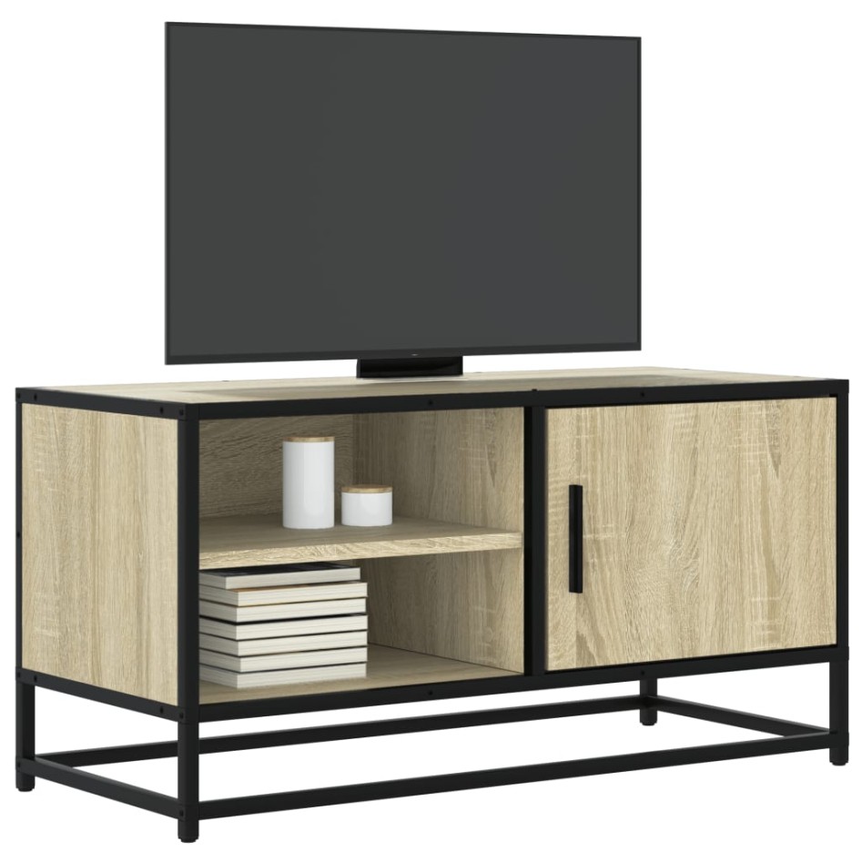 Mueble TV metal y madera ingeniería roble Sonoma 80x34,5x40