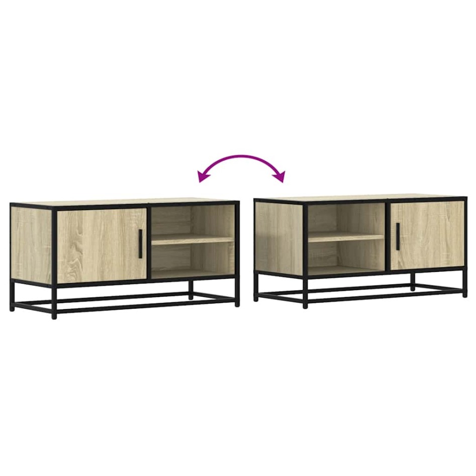 Mueble TV metal y madera ingeniería roble Sonoma 80x34,5x40