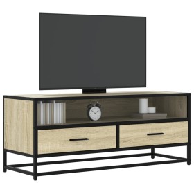 Mueble TV metal y madera ingeniería roble Sonoma 100x34,5x40