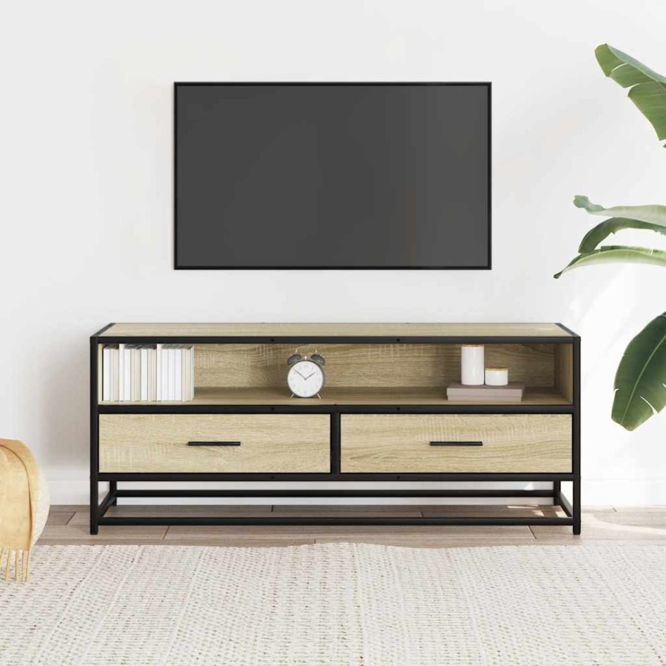 Mueble TV metal y madera ingeniería roble Sonoma 100x34,5x40