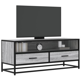 Mueble TV metal y madera ingeniería gris Sonoma 100x34,5x40