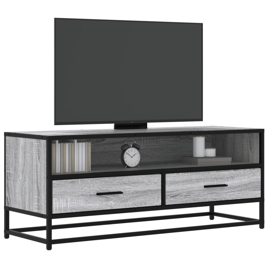 Mueble TV metal y madera ingeniería gris Sonoma 100x34,5x40