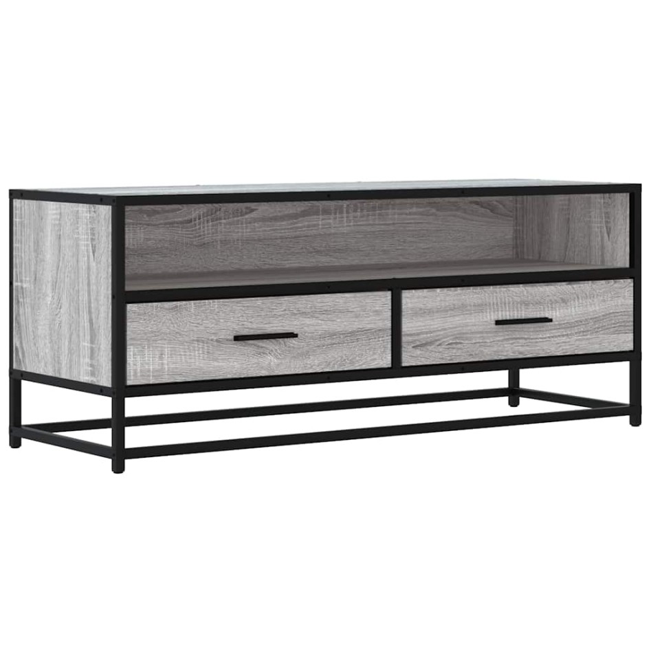 Mueble TV metal y madera ingeniería gris Sonoma 100x34,5x40