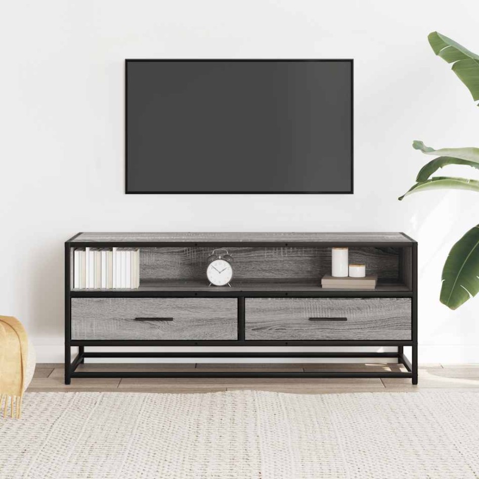 Mueble TV metal y madera ingeniería gris Sonoma 100x34,5x40