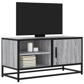 Mueble TV madera ingeniería y metal roble ahumado 80x34,5x40