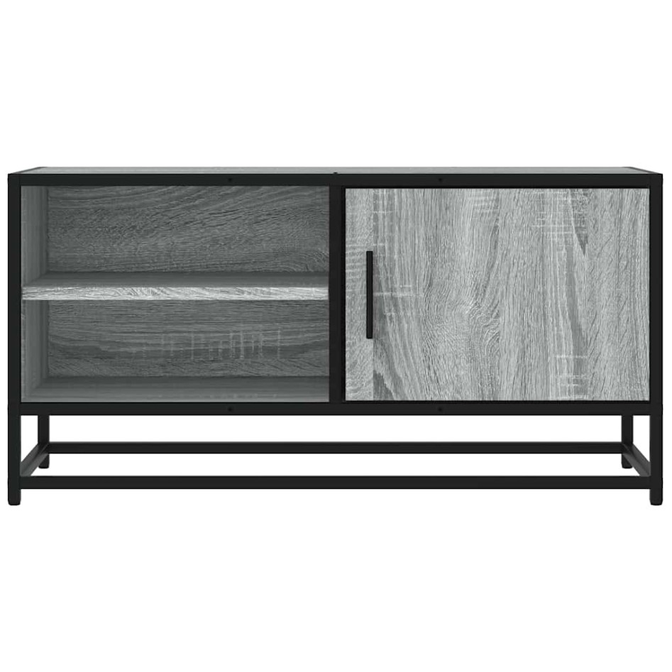 Mueble TV madera ingeniería y metal roble ahumado 80x34,5x40