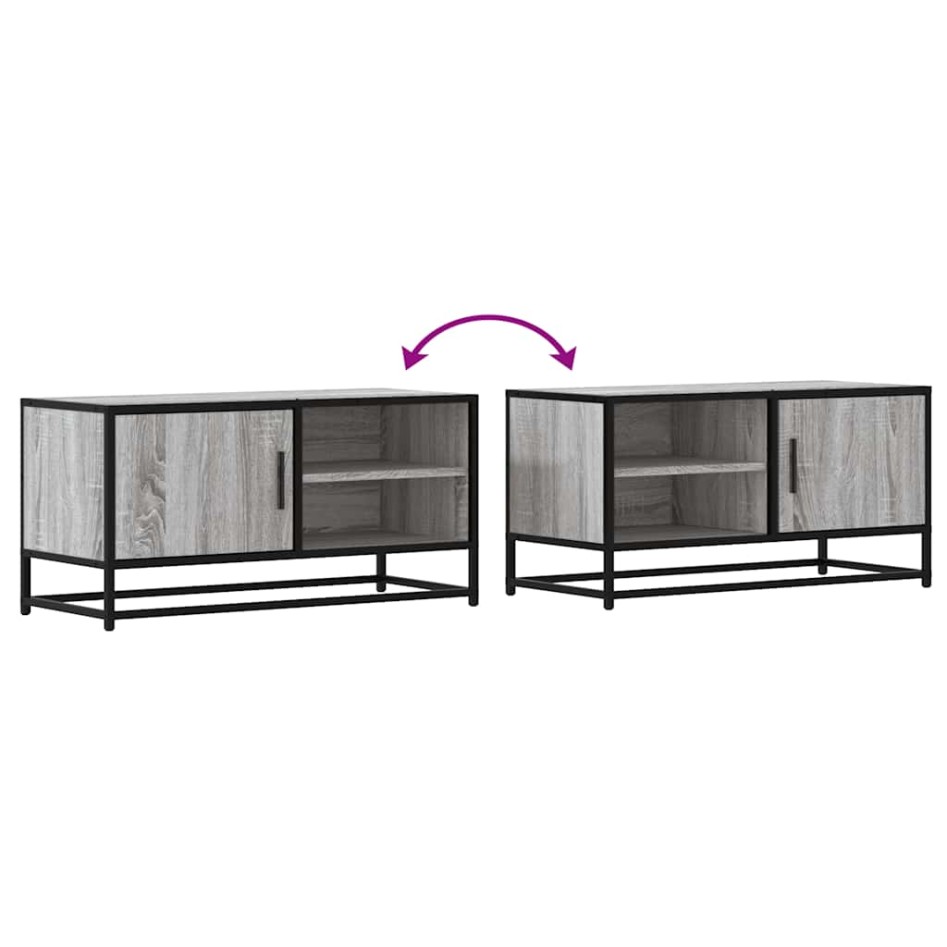 Mueble TV madera ingeniería y metal roble ahumado 80x34,5x40