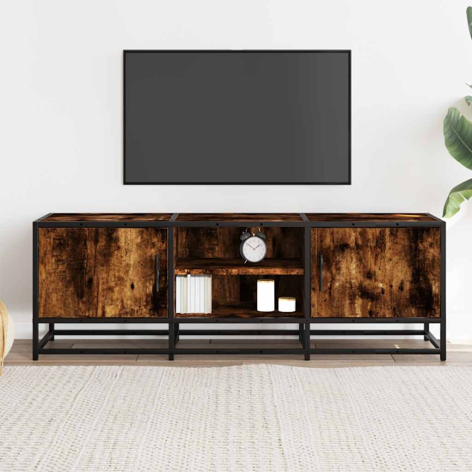 Mueble TV metal y madera ingeniería roble humo 120x35x41
