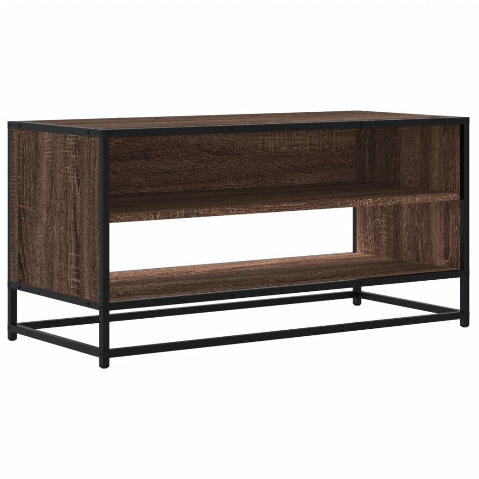 Mueble TV metal y madera ingeniería marrón roble 91x40x46