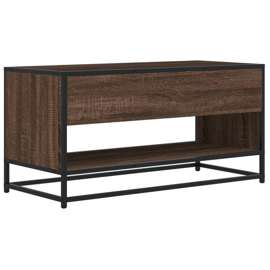 Mueble TV metal y madera ingeniería marrón roble 91x40x46
