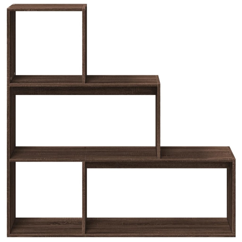 Librería divisora 3 niveles madera marrón roble 123x29x123