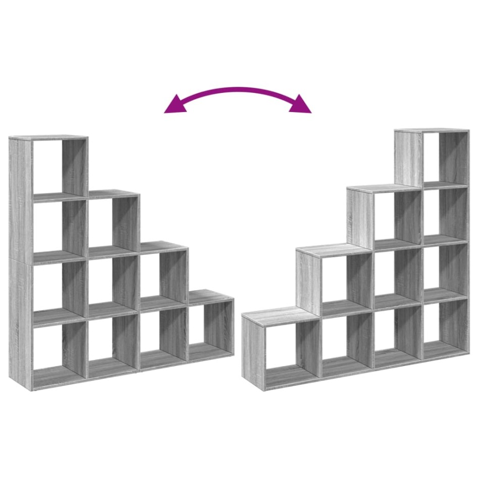 Librería divisora 4 niveles madera gris Sonoma