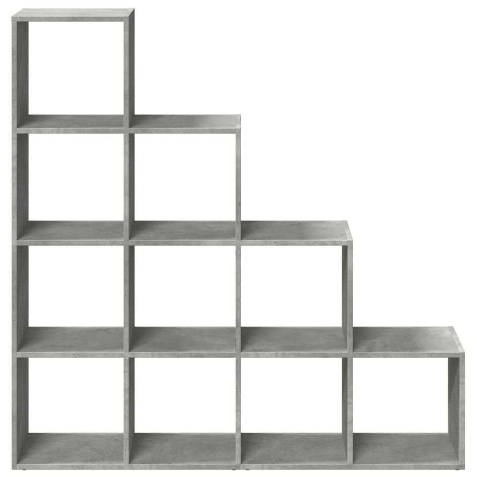 Librería divisora 4 niveles madera gris 131,5x29x131,5