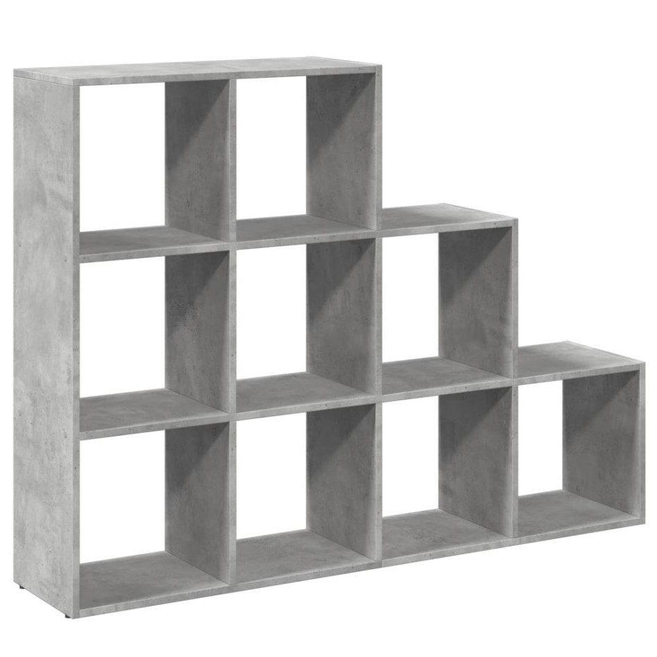 Librería divisora 3 niveles madera gris 137,5x29x103,5