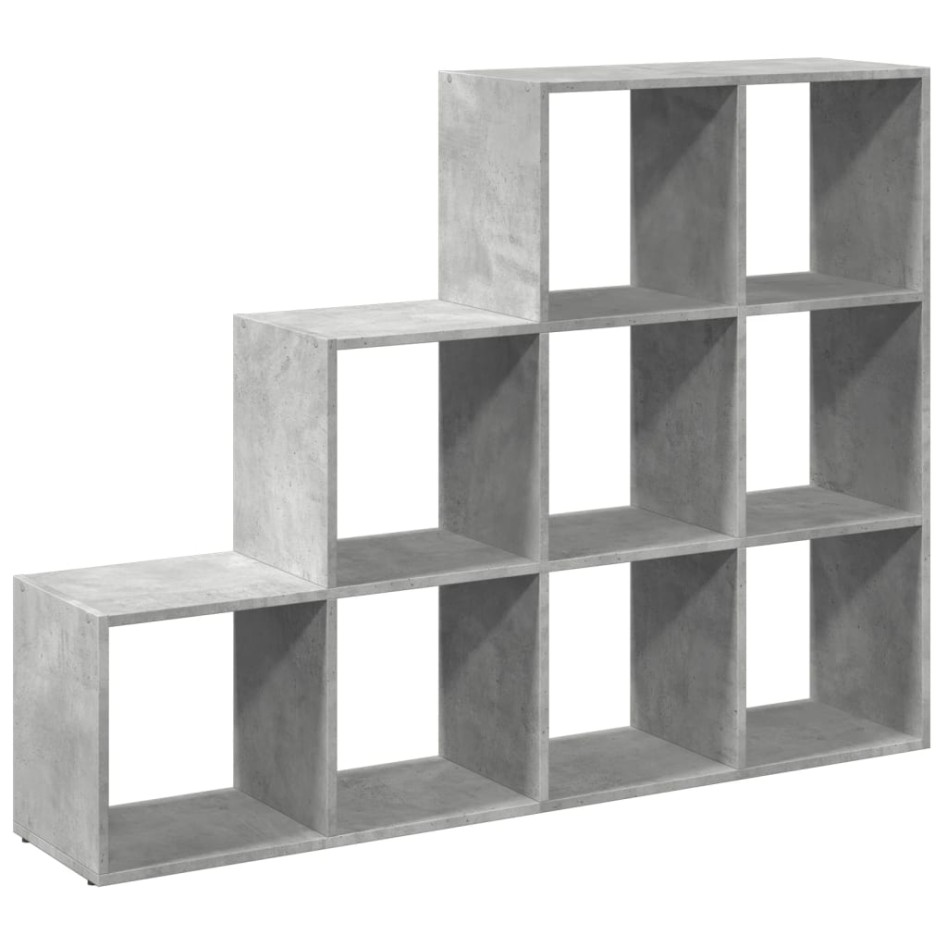 Librería divisora 3 niveles madera gris 137,5x29x103,5