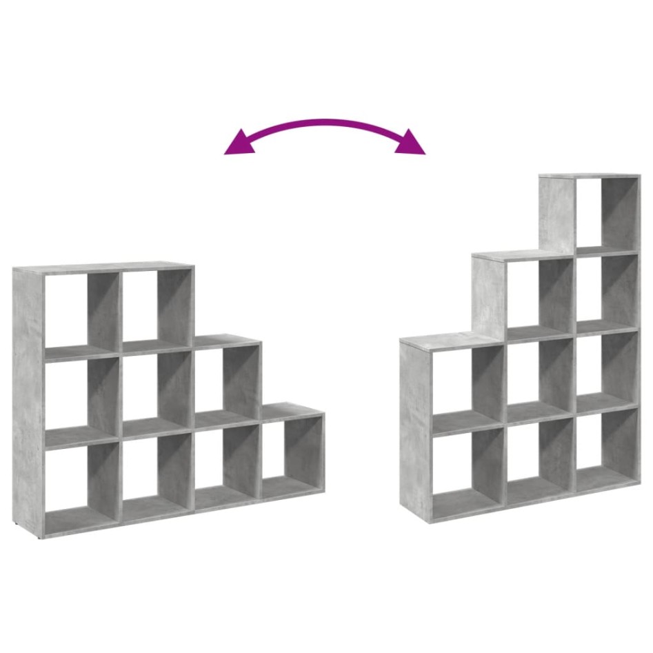 Librería divisora 3 niveles madera gris 137,5x29x103,5