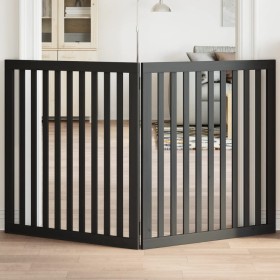 Puerta para perros plegable 2 paneles madera álamo negra 160