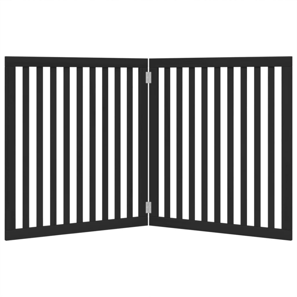 Puerta para perros plegable 2 paneles madera álamo negra 160