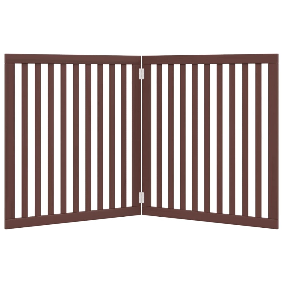 Puerta para perros plegable 2 paneles madera álamo marrón