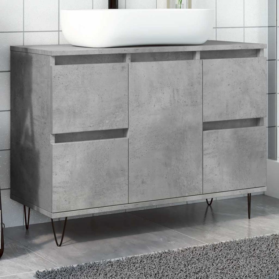Mueble de baño madera de ingeniería gris hormigón 80x33x60