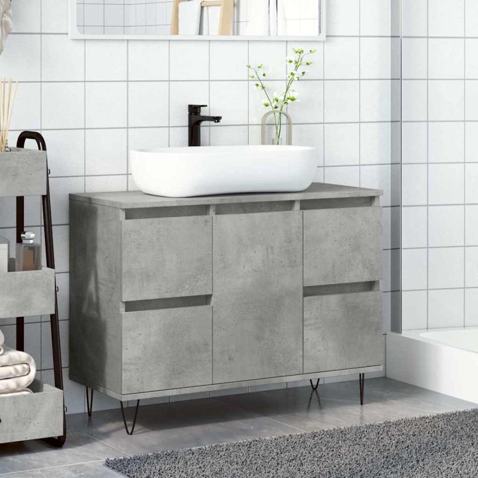 Mueble de baño madera de ingeniería gris hormigón 80x33x60