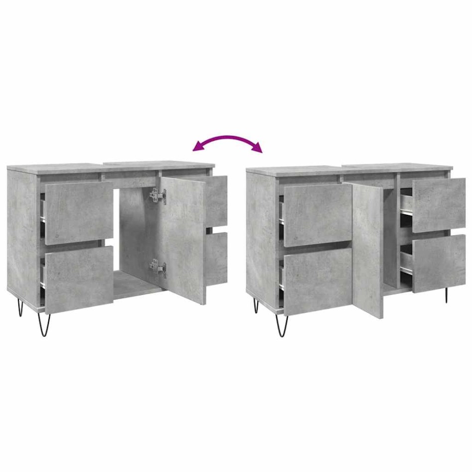 Mueble de baño madera de ingeniería gris hormigón 80x33x60