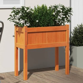 Jardinera con patas madera maciza pino marrón cera 70x31x70